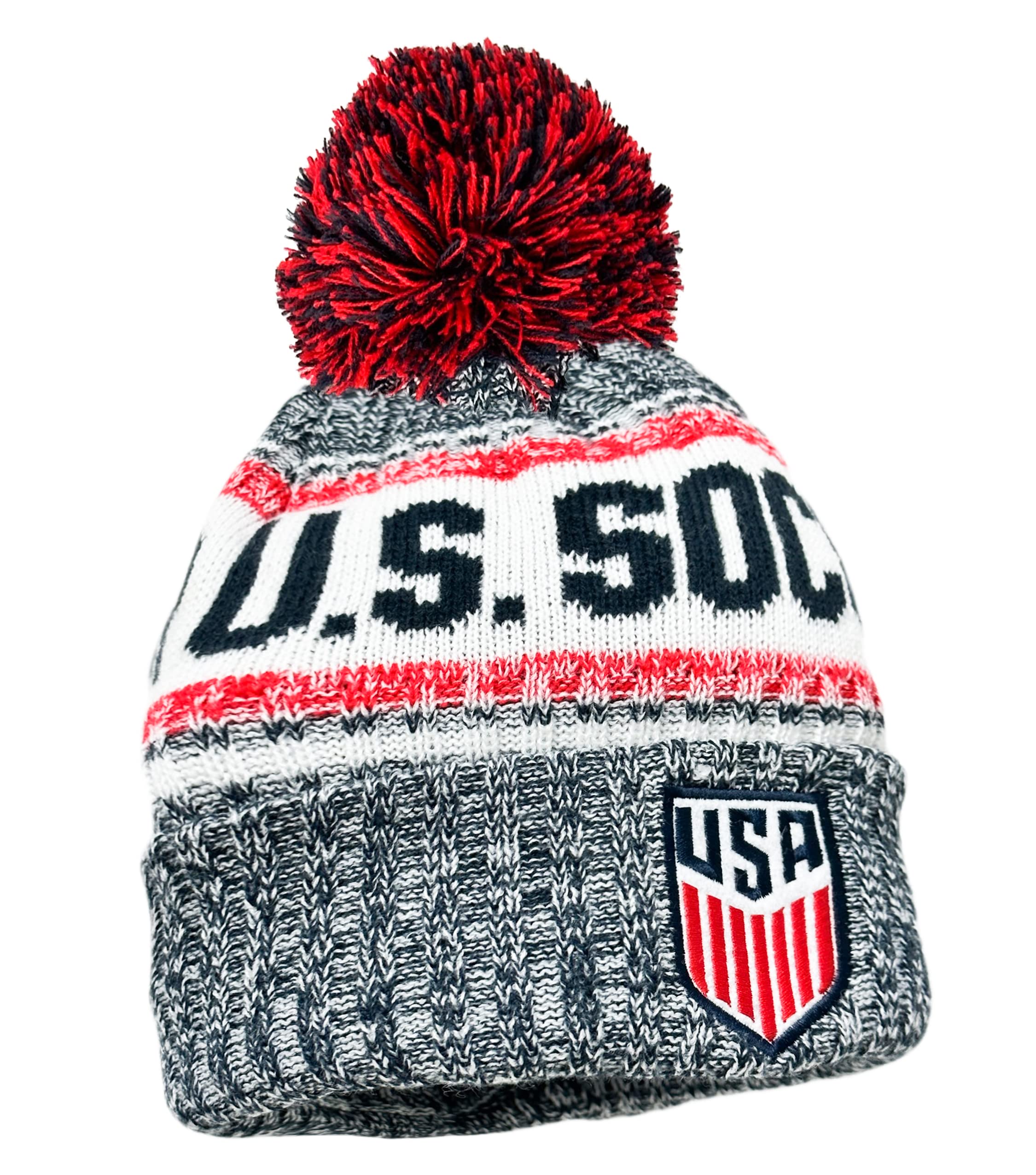 Icon Sports U.S. Soccer Federation Soccer Beanie - Big Game Unisex Pom Beanie