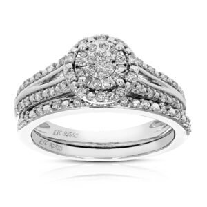 vir jewels 1/4 cttw lab grown diamond wedding engagement bridal set round for women in .925 sterling silver prong set size 6