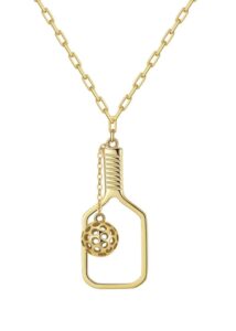 the volley pickleball paddle and ball pendant necklace