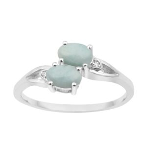 0.90 ctw oval shape birthstone gemstone 925 sterling silver dual stone stackable women ring (larimar, 7)