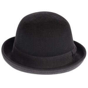 CXQRR Black Bowler Derby Hat Short Rolled Brim Fedora Hat for Men and Women