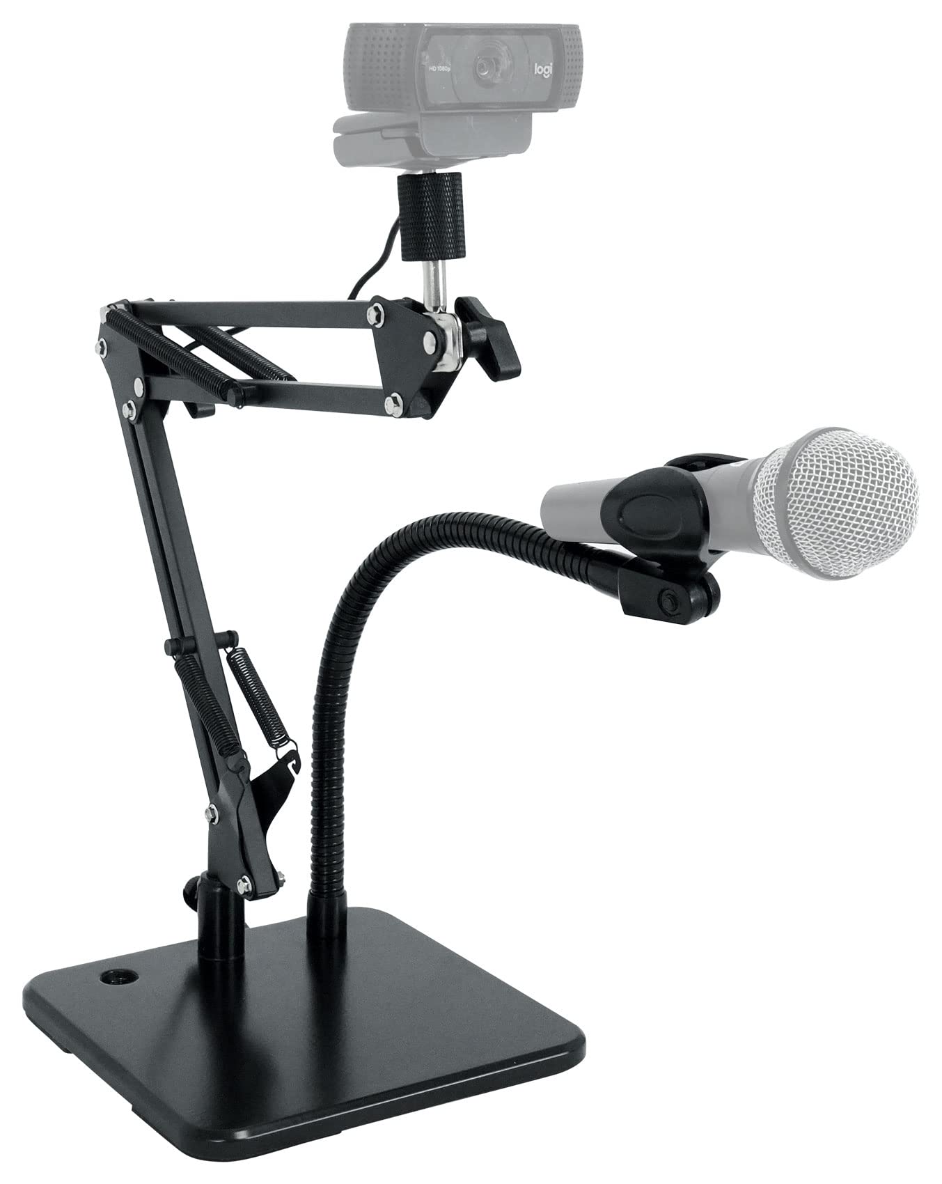 Rockville iSTAND 85 Dual Desktop Boom Arm + Gooseneck Mic/iPhone/iPad Stand