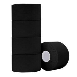 admitry (5 pack) black athletic tape,sports tape strong stick no sticky residue for hockey climbing sports medical splints (black,1.5 inches)