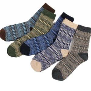 Winter Wool Socks 5 Pairs Mens Boot Socks for Men Winter Socks for Men Nordic Hiking Warm Soft Socks Men Size 7-11