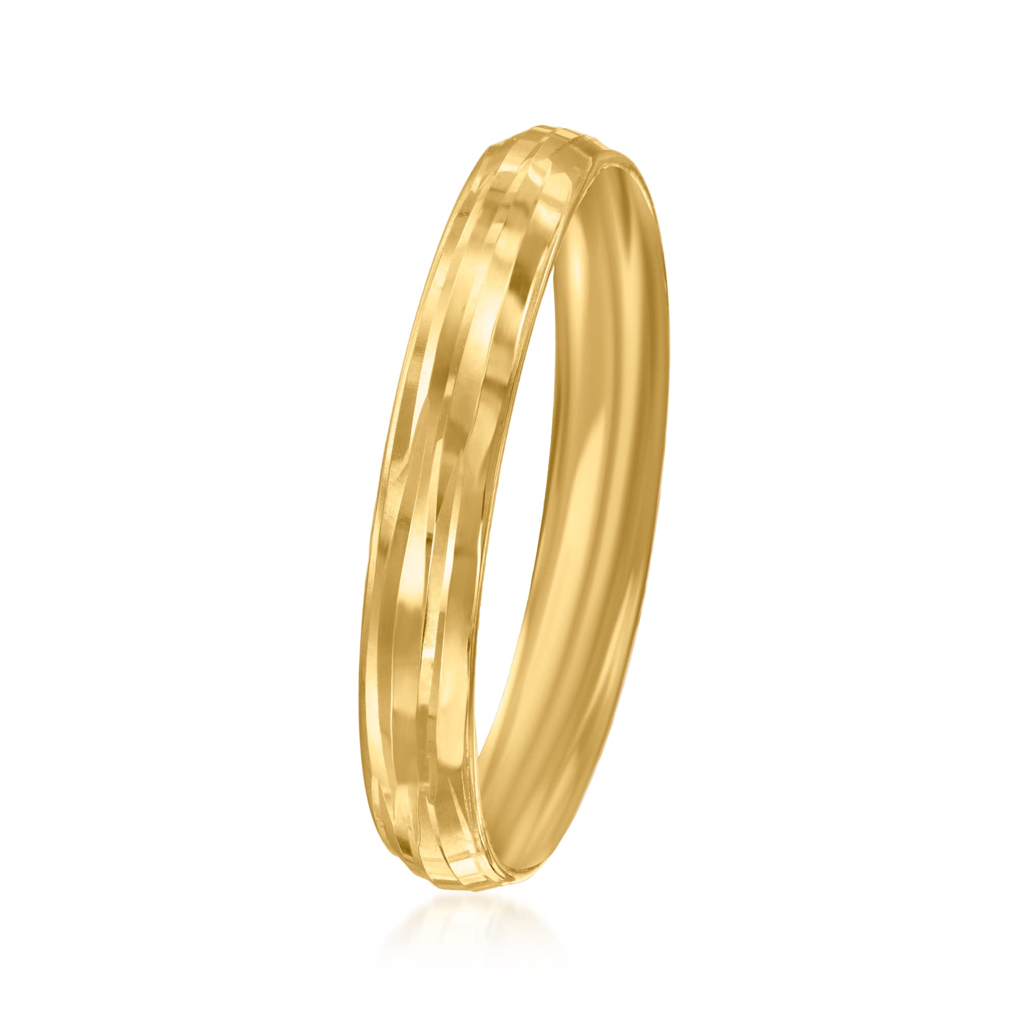 Canaria 10kt Yellow Gold Groove-Pattern Ring. Size 7