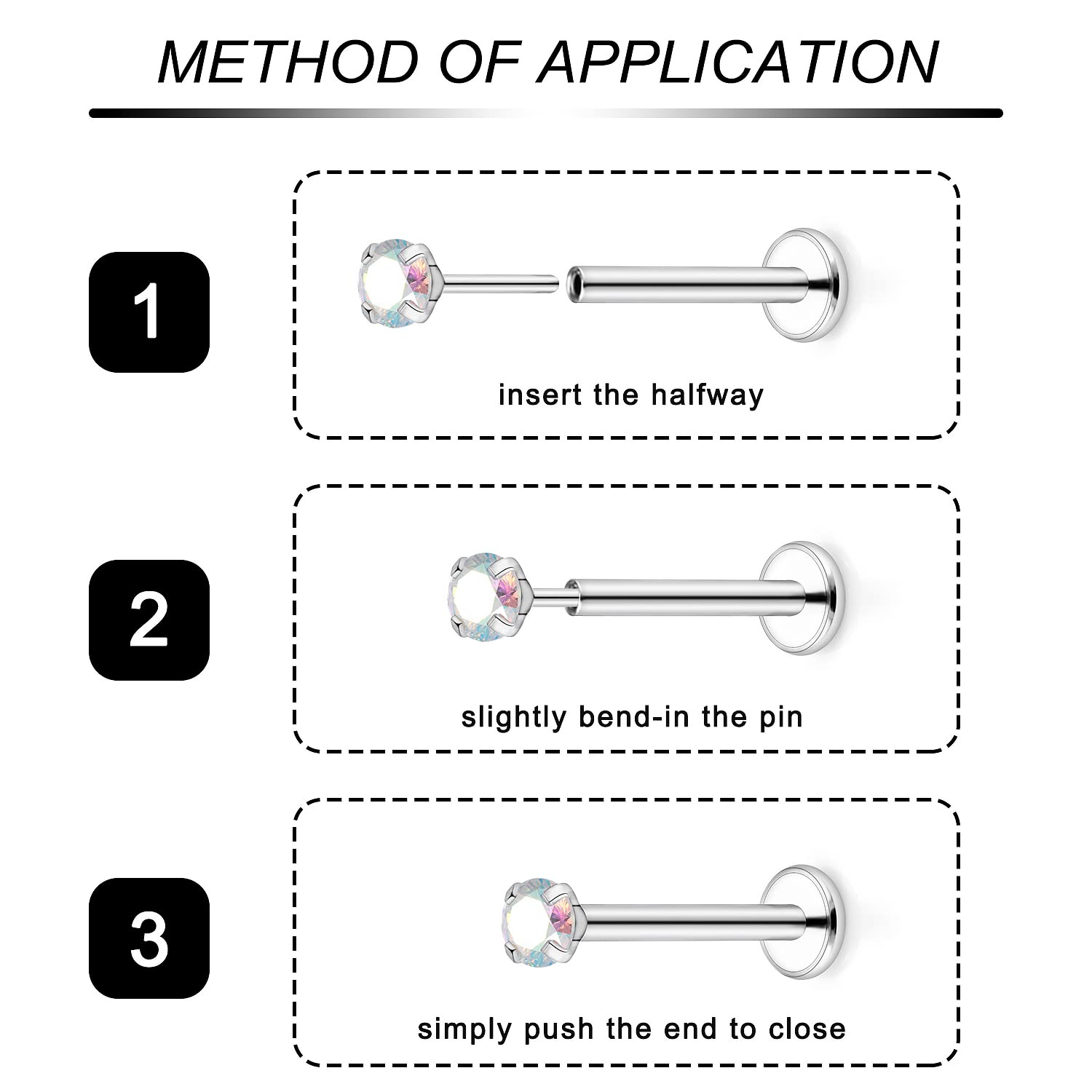 Lcolyoli Threadless Push in Medusa Piercing Jewelry Labret Jewelry Lip Rings Surgical Steel Tragus Jewelry Forward Helix Piercing Jewelry Flat Back Earrings for Women Cartilage Earring 16g 8mm