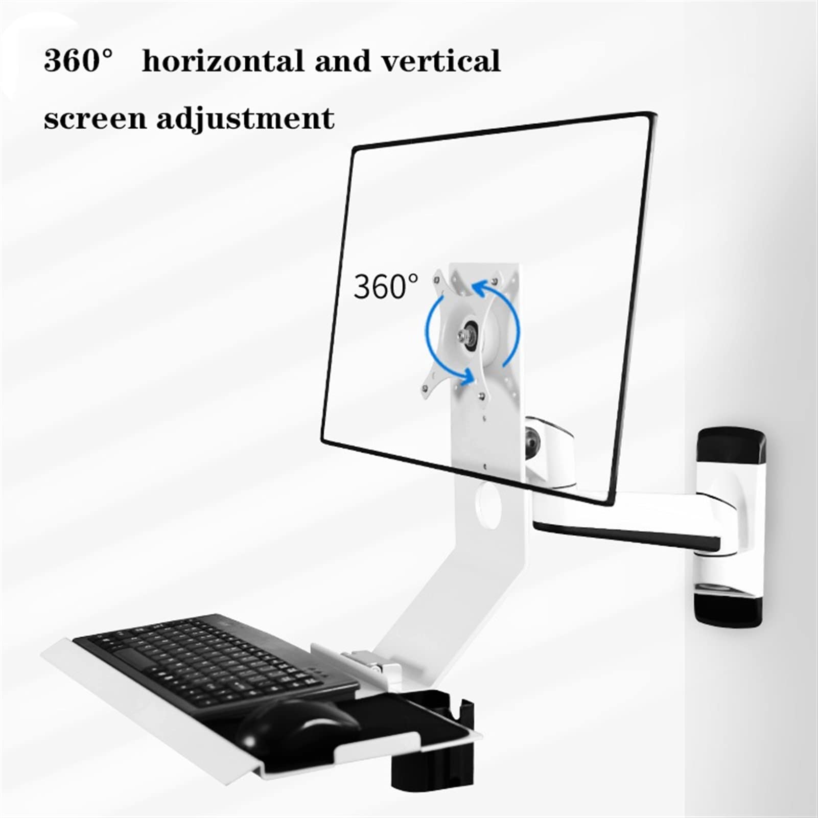 Monitor Stand for Wall Mount Workstation - Full Motion Standing VESA Mount Arm, Adjustable Mechanical Monitor Stand with Keyboard Tray Arm, Ergonomic Wall Mounted Desk Monitor bracket ( Size : 185*600