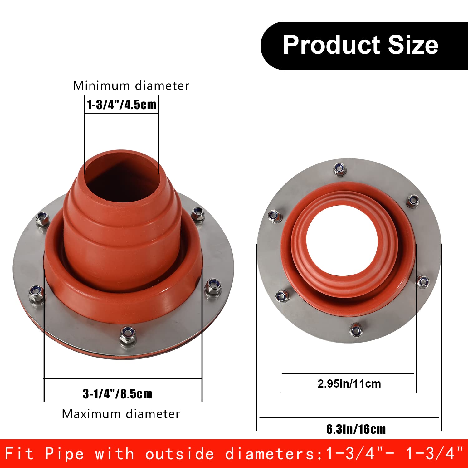 Stove Jack Kit for Tent - High Temp Silicone Pipe Boot Flashing Roof Flue Kit for Stove, Yurt, Frontier, Compatible with Triple Wall Pipe Sections