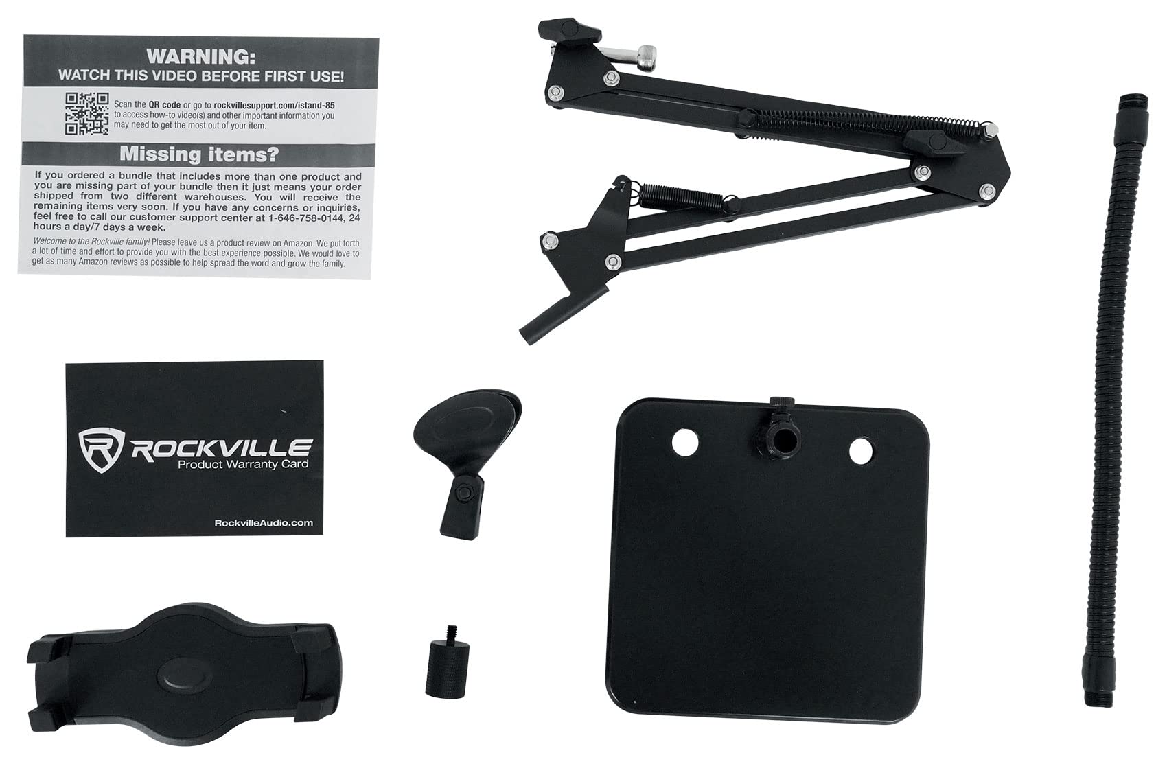 Rockville iSTAND 85 Dual Desktop Boom Arm + Gooseneck Mic/iPhone/iPad Stand