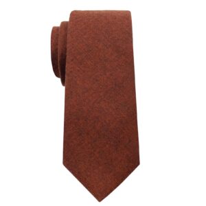 Mantieqingway Mens Ties 2.36" Cotton Skinny Ties for Men Wedding Party Solid Color Necktie (Burnt Orange)