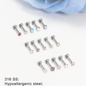 Lcolyoli Threadless Push in Medusa Piercing Jewelry Labret Jewelry Lip Rings Surgical Steel Tragus Jewelry Forward Helix Piercing Jewelry Flat Back Earrings for Women Cartilage Earring 16g 8mm