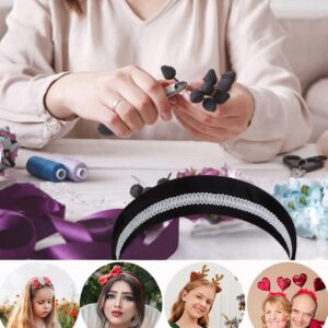 Wecoe Women's 1.6 Inch Wide Black Silk Satin Headband, Non Slip Fashion Plain Head Band, DIY Hair Accessories for Women Girls, Holiday Hair Accessories, Gifts