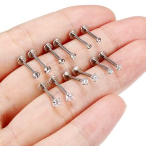 Lcolyoli 16G Threadless Push in Nose Rings Studs for Women Diamond CZ 2mm 2.5mm 3mm Surgical Steel Cartilage Earrings Tragus Earrings Helix Piercing Jewelry Threadless Earring 10mm 3/8inch