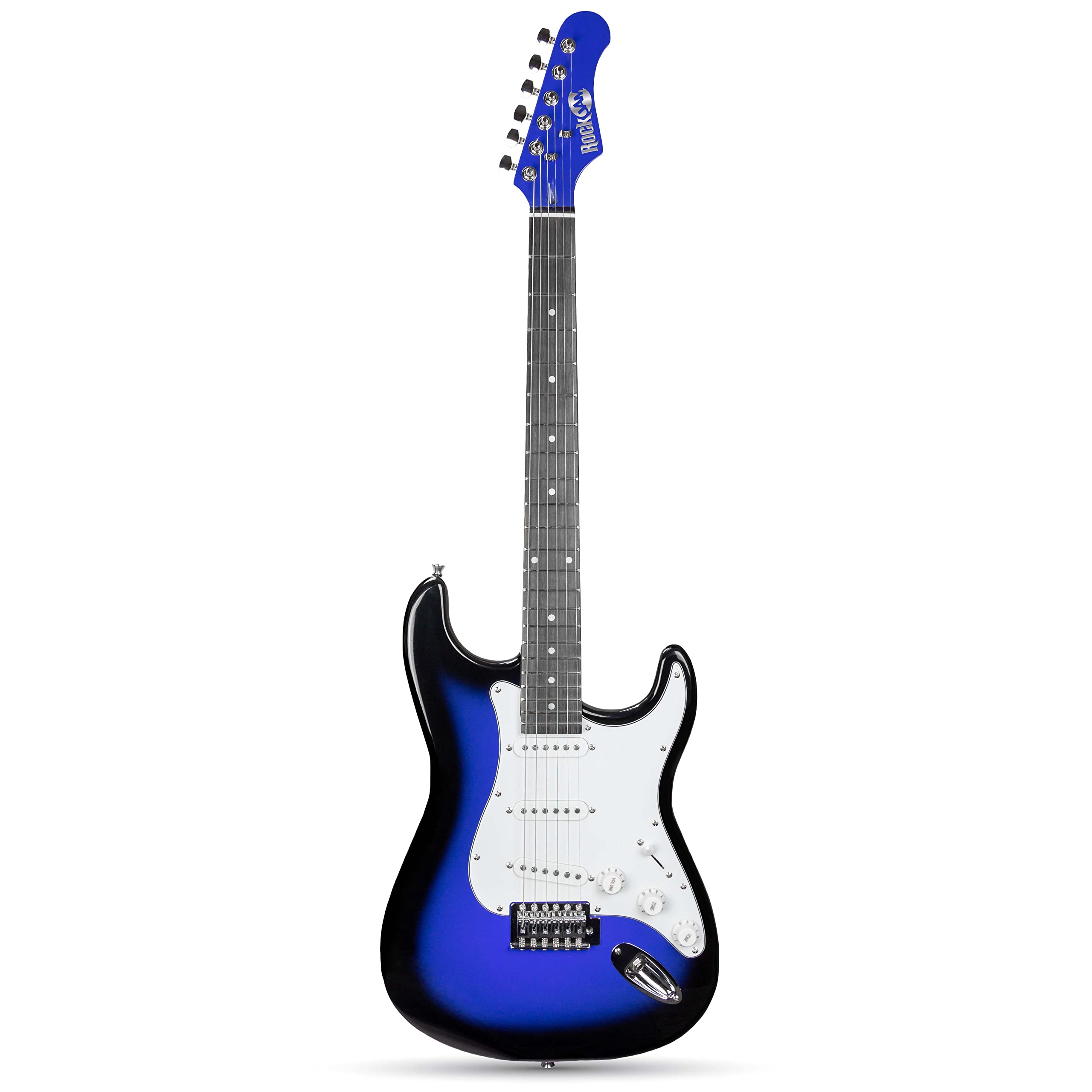 RockJam 6 String Electric Guitar Kit, Right, Blue & Blue, Full-Size (EG1-BL-SK-V)