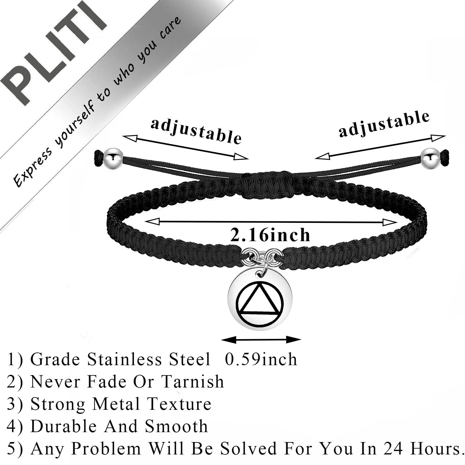 PLITI Sobriety Gift Addiction Recovery Gift Alcoholics Anonymous Gift 12 Step Gift AA Recovery Bracelet For Women (Sobriety AA bg)