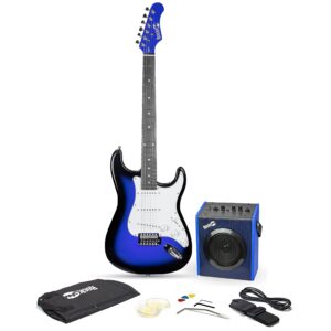 rockjam 6 string electric guitar kit, right, blue & blue, full-size (eg1-bl-sk-v)