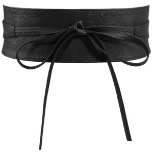 hiquacc lace-up waist belt faux leather corset belt tie wrap bowknot waistband for women (black m)