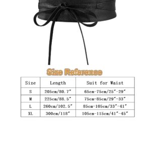 HIQUACC Lace-up Waist Belt Faux Leather Corset Belt Tie Wrap Bowknot Waistband for Women (Black M)