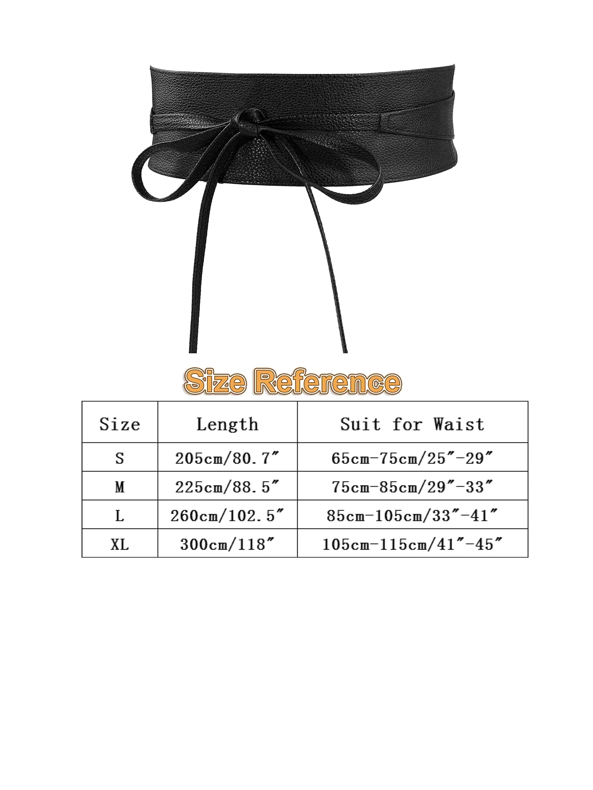 HIQUACC Lace-up Waist Belt Faux Leather Corset Belt Tie Wrap Bowknot Waistband for Women (Black M)