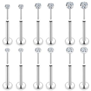 lcolyoli 16g threadless push in nose rings studs for women diamond cz 2mm 2.5mm 3mm surgical steel cartilage earrings tragus earrings helix piercing jewelry threadless earring 10mm 3/8inch