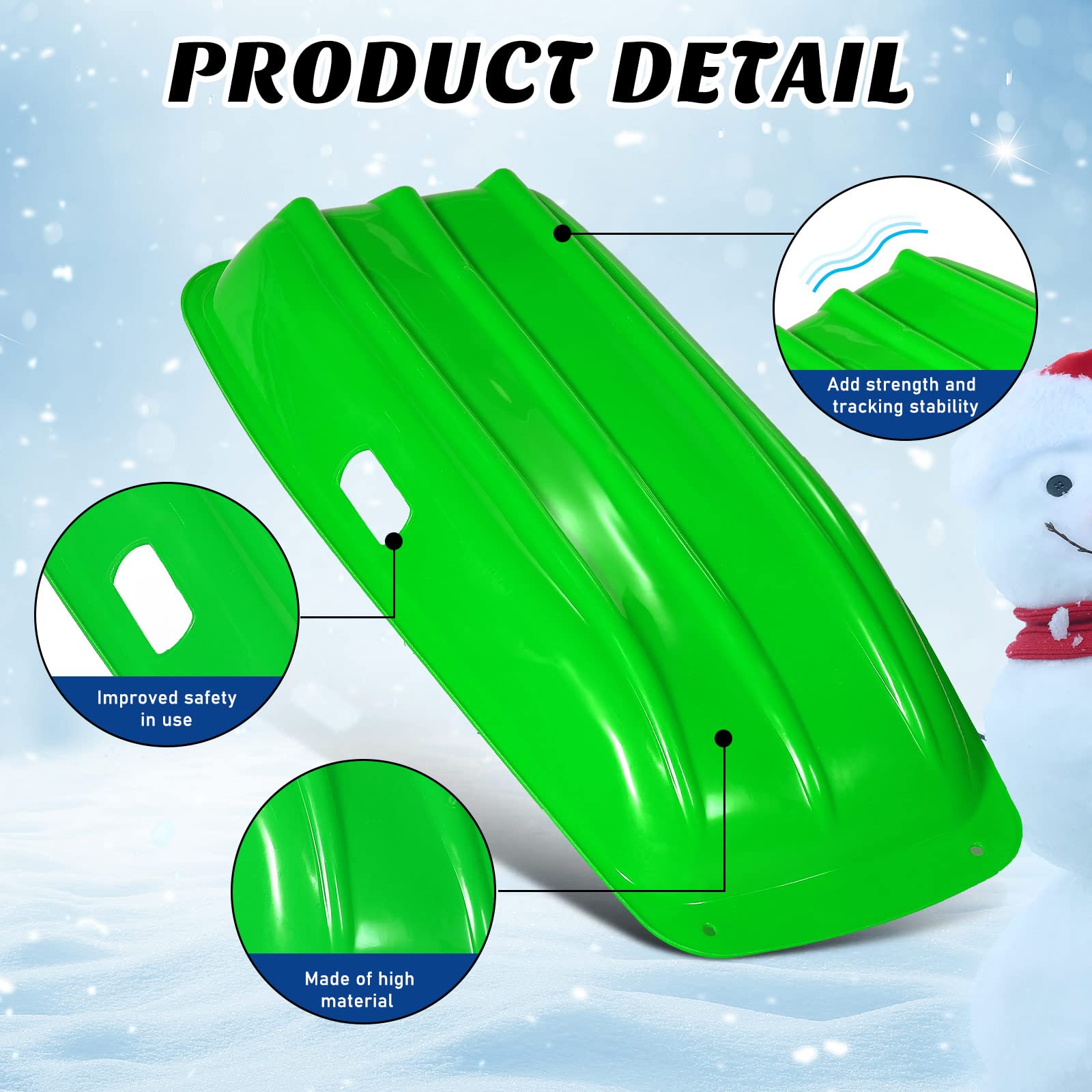 12 Pcs 35 in Classic Snow Sled Winter Downhill Sprinter Toboggan with Pull Rope and Handles Plastic Sleds for Kids Adults Snow Sand Board Sleigh, 6 Colors