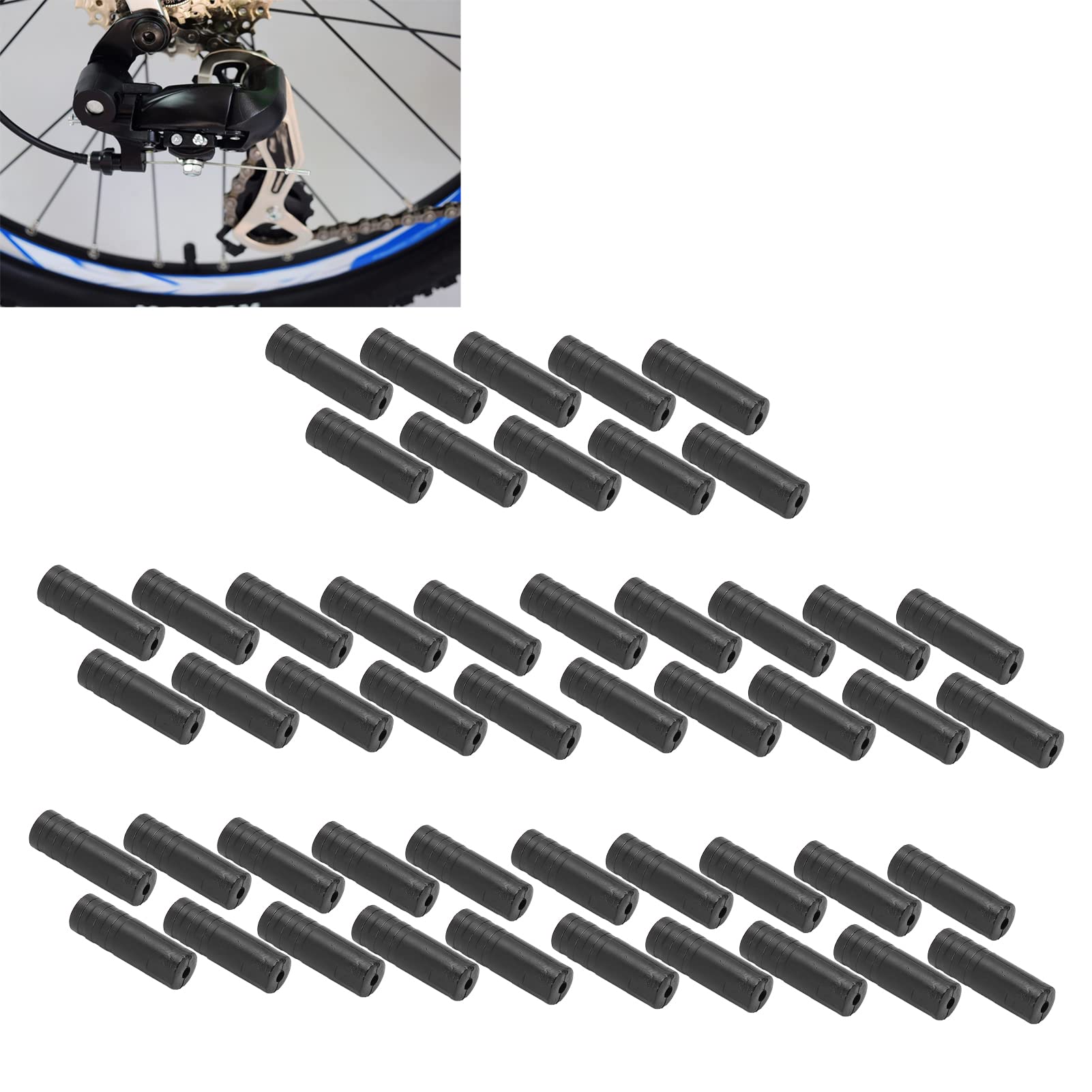 Jadeshay Cable End Crimps 50pcs Bicycle Derailleur Shift Cable Wire End Caps for Mountain Road Bike Black