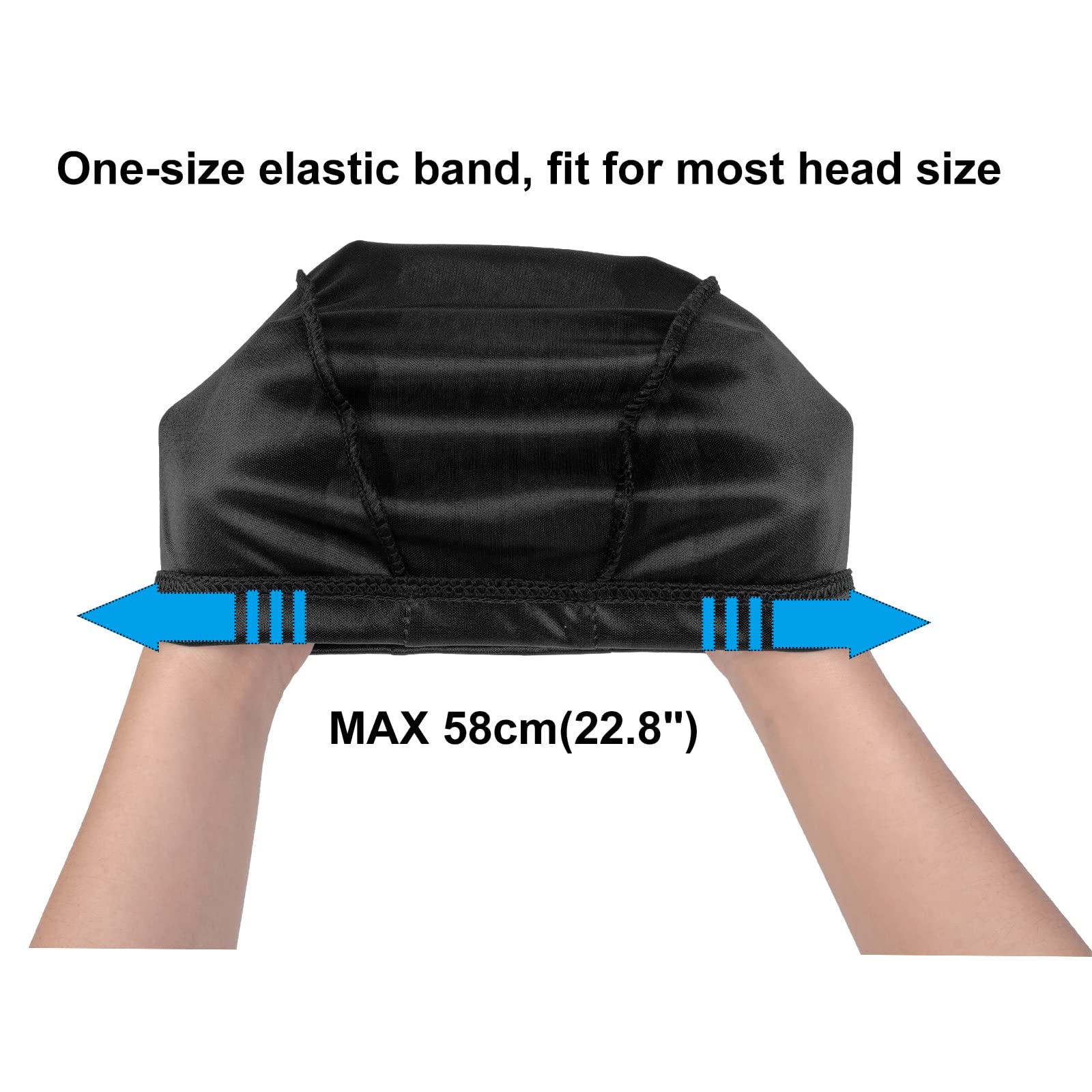 2PCS Silky Wave Caps for Men Waves, Good Compression Caps Over Durags for Afro Waves, Large Size Caps Suitable for Big Skull & Adults Braids, Ideal Gifts for Farther's Day (Black+Blue)