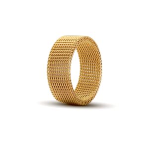 uarein 1pc stainless steel 8mm mesh ring for women men.fashion wide woven mesh ring comfort fit wire mesh band ring punk jewelry gifts for wife (gold, 9)