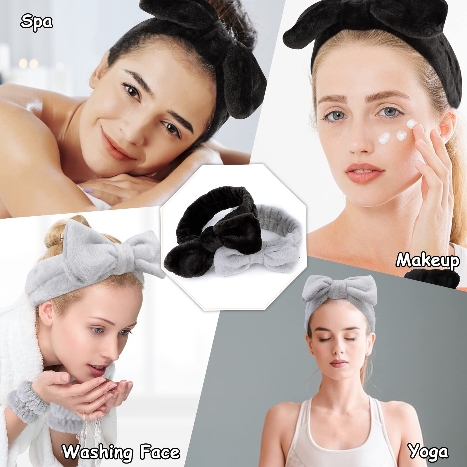 6 Pcs Microfiber Spa Set - Headband, Face Wash Headbands, Makeup Headbands with Wristbands for Skincare