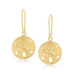 Ross-Simons 18kt Gold Over Sterling Textured and Polished Sand Dollar Drop Earrings