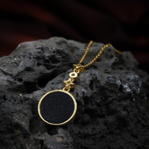 SLOONG 925 Sterling Silver Blue Sandstone Moon Phase Necklace 18K Gold Plated Necklace Birthday Gift for Women Girlfriend