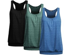 beyove racerback tank tops for women loose fit athletic tops workout banded bottom tanks pleated shirts yoga activewear 3 pieces