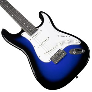 RockJam 6 String Electric Guitar Kit, Right, Blue & Blue, Full-Size (EG1-BL-SK-V)