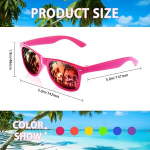 SUNOVELTIES 12 Pack Retro Neon Color Sunglasses Classic Mirrored Lenses Glasses Men/Women Eyewear for Birthday Bachelorette Summer Vacation Parties