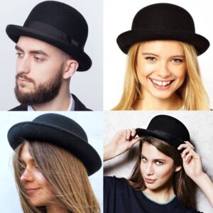 CXQRR Black Bowler Derby Hat Short Rolled Brim Fedora Hat for Men and Women