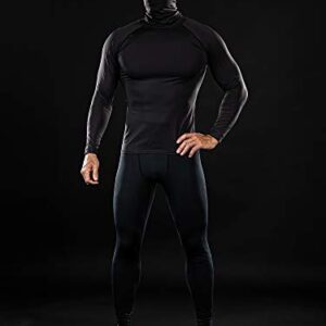 DRSKIN 2 Pack Men's MASK Turtleneck Compression Shirts Top Long Sleeve Thermal Sports Baselayer Running Athletic Workout (Turtleneck SB01 2P, L)