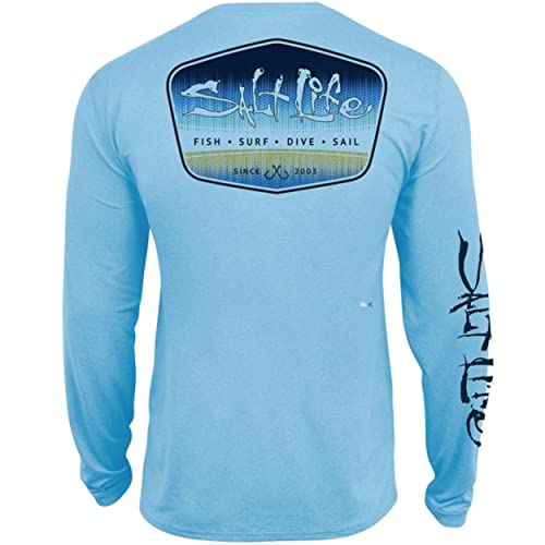 Salt Life Mens Tuna Brigade Long Sleeve Performance Shirt, Sky Blue Heather, XX-Large US