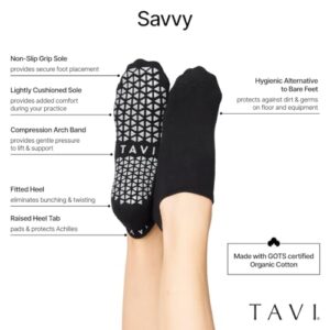 TAVI NOIR Grip Savvy Ebony Socks for Run, Hike, Bike - No Show Sport Socks, X-Small