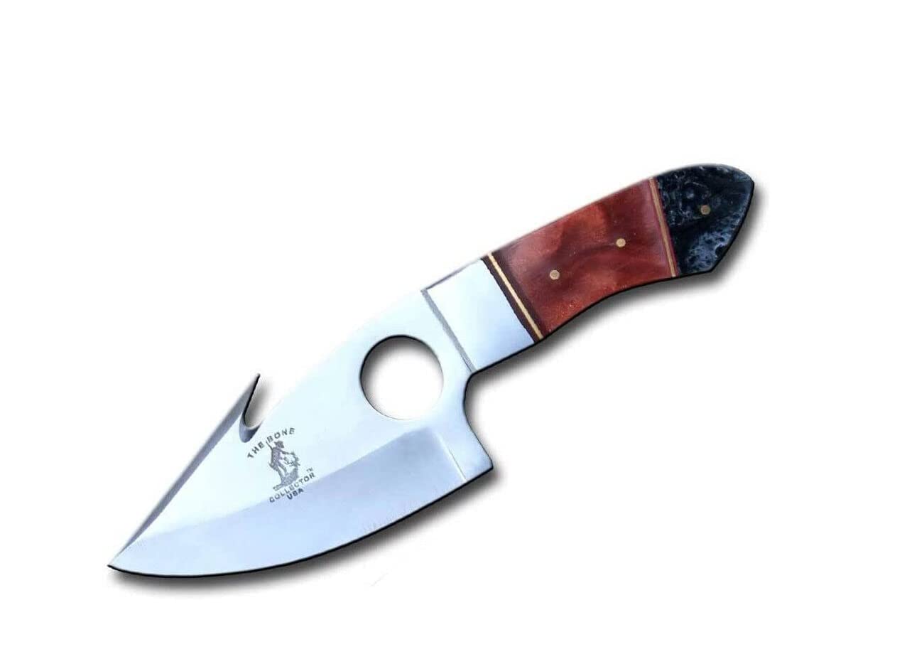 ARC-POWER For Collector 8" Gut Hook Skinner Hunting Knife Acrylic Handle w Leather Sheath