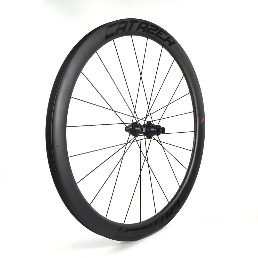 catazer Carbon Gravel Wheels 700C Road Disc Brake Wheelset 45x28mm Clincher Tubeless Ready Ratchet hub XDR Thru Axle 12x100mm 12x142mm Center Lock