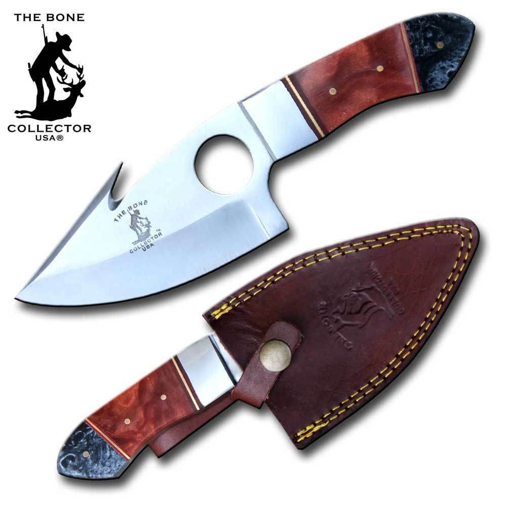 ARC-POWER For Collector 8" Gut Hook Skinner Hunting Knife Acrylic Handle w Leather Sheath