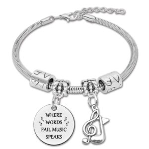 DlaeKua Music Lover Gifts for Teen Girls Bracelet Music Themed Gifts Music Teacher Gifts for Women Marching Band Gift Musician Inspirational Gifts for Daughter Christmas Birthday Gifts for Friends