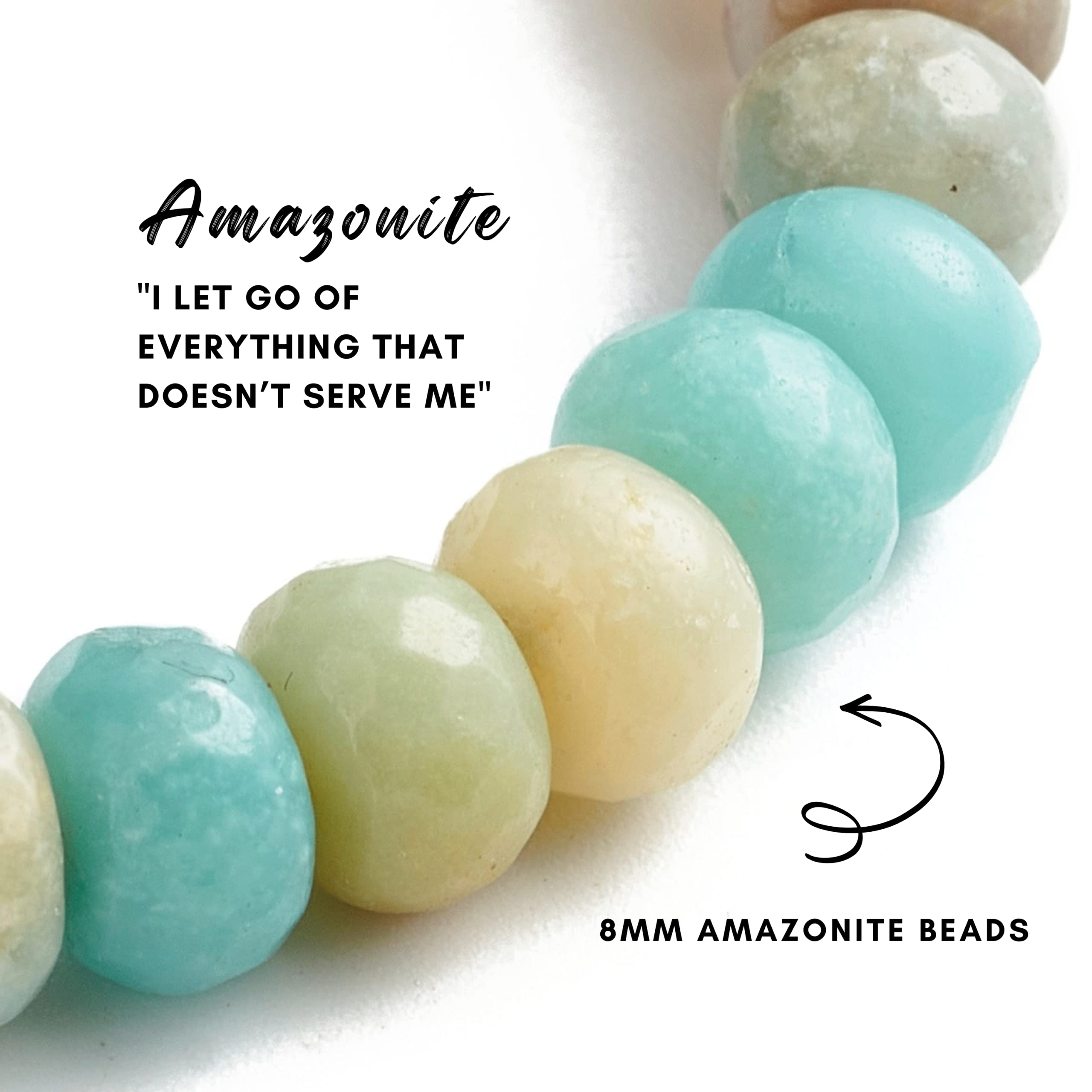 Mother's Ray Amazonite Healing Bracelet – Chakra Bracelets for Women – Healing Crystal Bracelets with Velvet Bag - Spiritual Gifts for Women