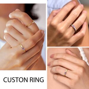 Suplight Custom Birthstone Ring 925 Sterling Silver Engagement Rings for Women Size 8