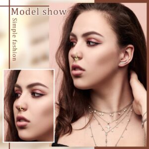 30 Pcs Dangling Nose Rings 20g Nose Ring Hoop L Shaped Stainless Steel Dangling Nose Studs Cute Nose Piercing Jewelry for Women (Gold)