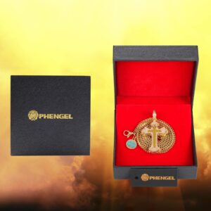 PHENGEL 12 month birthday stone Cubic Zirconia 5A Cz Cross Religious Pendant gorgeous Necklace (14K-Gold-11-Nov)