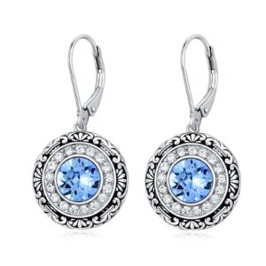 december birthstone earrings 925 sterling silver filigree birthstone dangle drop earrings blue topaz dangle earrings for women birthday anniversary fine jewelry for women