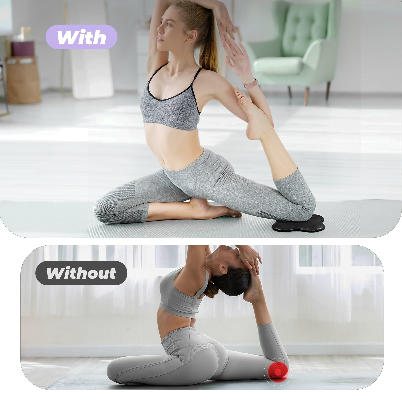 Yes4All 2PCS Yoga Knee Pads Thicker, Yoga Kneeling Pad for Pilates Exercise, 13/16 Inches Cushion Knees Elbow Mat Supplies for Women Men Fitness Travel