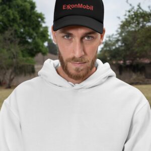 Exxon Mobile Trucker Hat Embroidered Adjustable Cap (Black)