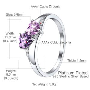 Suplight Custom Birthstone Ring 925 Sterling Silver Engagement Rings for Women Size 8